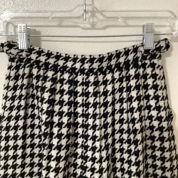 Houndstooth Academic Light Academia Preppy Retro Old Money Pleated Skirt Sz 0 - Picture 8 of 10